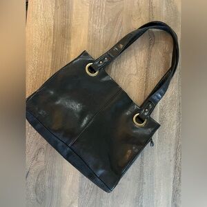 Elegant Black Leather-like Tote Bag